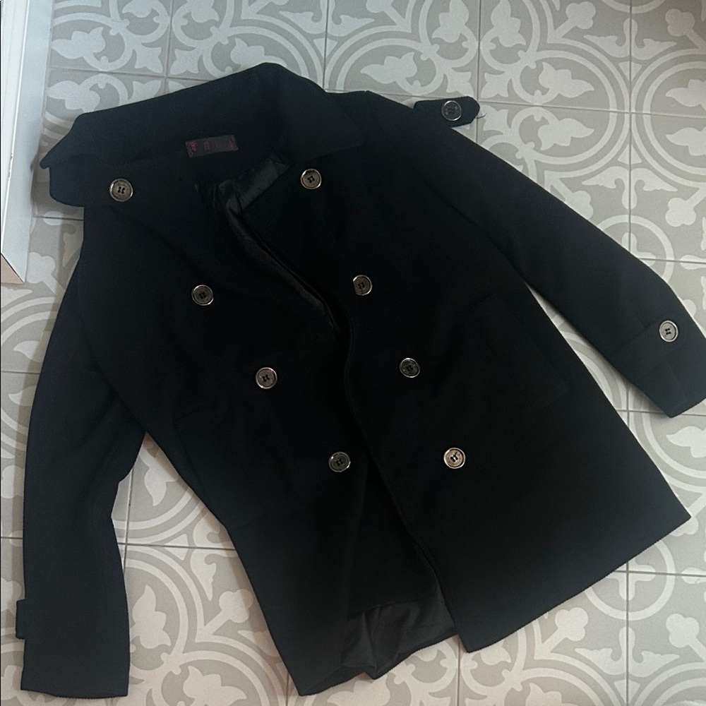 Women's Black Double-Breasted Coat
